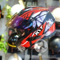 Mũ bảo hiểm Fullface Lật Hàm tem KYT Đỏ Royal M179 2 kính tiện lợi