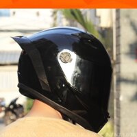 MŨ BẢO HIỂM FULLFACE màu đen bóng+phụ kiện màu đen (sừng rùa,đuôi gió) nón bảo hiểm nam nữ đi phượt