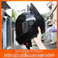 MŨ BẢO HIỂM FULLFACE màu đen bóng+phụ kiện màu đen (sừng rùa,đuôi gió) nón bảo hiểm nam nữ đi phượt