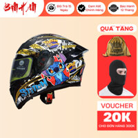 Mũ bảo hiểm fullface Royal M138B, Nón bảo hiểm chùm đầu 1 kính dán tem Stich bảo hành 12 tháng