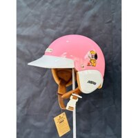 Mũ bảo hiểm Honda 3/4 Napoli siêu nhẹ dành cho bé, nhiều màu sắc hình dáng dễ thương màu hồng-trắng.( 5-12Y)