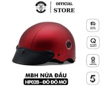 Mũ bảo hiểm Hpro helmet, kiểu dáng nón sơn, màu đỏ đô mờ cá tính, an toàn và chất lượng, Freesize(52-56cm)