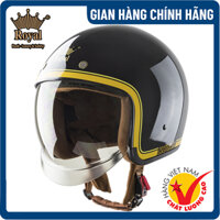 Mũ bảo hiểm kính âm cao cấp Royal M139 tem V10 đen bóng chỉ vàng