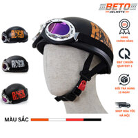 Mũ bảo hiểm kính phi công BETO Helmets thời trang, tem ROCK cá tính, mạnh mẽ, Freesize 55-58cm