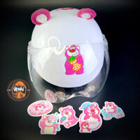 Mũ bảo hiểm kính trẻ em gấu dâu TẶNG TAI FREE