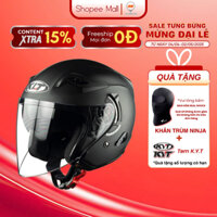 Mũ Bảo Hiểm KLT Hyper 3/4 2 Kính Màu Đen Nhám, Size M, L, XL, Bảo Hành 12TH Kèm Quà Tặng Khăn Ninja