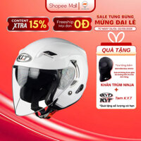Mũ Bảo Hiểm KLT Hyper 3/4 2 Kính Màu Trắng, Size M, L, XL, Bảo Hành 12TH Kèm Quà Tặng Khăn Ninja