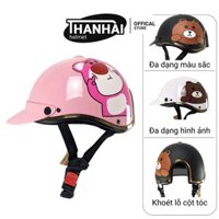 Mũ Bảo Hiểm Lưỡi Trai NonCamry Gấu Dâu Khoét Lỗ Mút Dày Cao Cấp