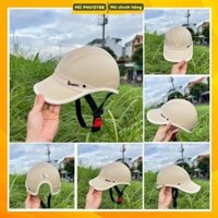Mũ bảo hiểm lưỡi trai trí liễu đai da màu sữa cao cấp freesize nam và nữa đội