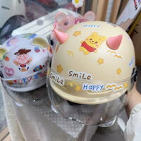 Mũ Bảo Hiểm Nam Nữ Màu Trơn Tặng Kèm Kính, Sticker