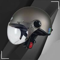 Mũ bảo hiểm nam nữ nửa đầu Sunda 137A cao cấp có kính âm nhiều màu - Xám nhám