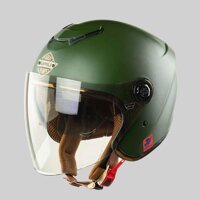 Mũ Bảo Hiểm  NAPOLI, Hai Kính  Đẹp - xanh lính - Một cỡ 56-60cm