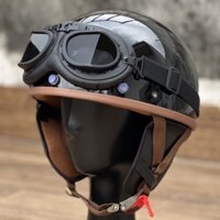 Mũ bảo hiểm Napoli N120 phượt nửa đầu Napoli Haley + Kính phi công da Vintage - Đủ màu