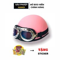 Mũ bảo hiểm nửa đầu 1/2 chính hãng màu hồng kèm kính UV kính phi công, nón bảo hiểm 1 phần 2 freesize - Sâu Phượt Hanoi