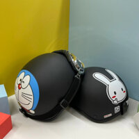 Mũ Bảo Hiểm Nửa Đầu 1/2 Hình Gấu Tai Thỏ Dễ Thương, Mũ Bảo Hiểm Nửa Đầu Kính Chống Tia UV Cao Cấp