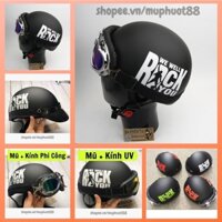 Mũ bảo hiểm nửa đầu 1/2 kèm kính, Tem ROCK YOU trắng Mũ bảo hiểm đạt tiêu chuẩn