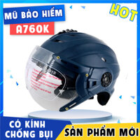 Mũ Bảo Hiểm Nửa Đầu A760K Kèm Kính Chống Bụi Cam Kết Chất Lượng - ( Nón Bảo Hiểm SRT) - Màu Xanh Tím Than