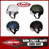 Mũ bảo hiểm nửa đầu Andes có kính âm 181 freesize vòng đầu từ 54-56cm, tháo đệm lót dễ dàng vệ sinh