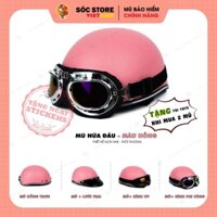 Mũ bảo hiểm nửa đầu chính hãng Sóc Store Vietnam màu hồng kèm kính UV, kính phi công, nón bảo hiểm 1 phần 2 freesize - h