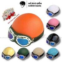 Mũ bảo hiểm nửa đầu chuyên phượt HT HELMET HP01, nón bảo hiểm nhiều màu sắc kèm kính phi công, UV thời trang, cá tính - Hàng chính hãng - Cam - 1 mũ