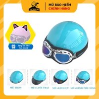 Mũ bảo hiểm nửa đầu có kèm kính uv,phi công màu Xanh Mint,nón 1/2 cao cấp hàng chính hãng bảo hành 12 tháng