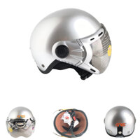 Mũ bảo hiểm nửa đầu có kính cao cấp -  GRS A33k bạc bóng - Vòng đầu 56-58cm - Hàng chính hãng - Bảo hành 12 tháng