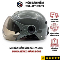 Mũ bảo hiểm nửa đầu có kính SUNDA 137B, nón bảo hiểm thời trang thiết kế an toàn, nhiều màu freesize cho nam nữ