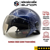 Mũ bảo hiểm nửa đầu có kính SUNDA 136B, nón bảo hiểm thời trang thiết kế an toàn, tiện dụng và thời trang cho nam nữ