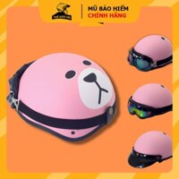 Mũ bảo hiểm nửa đầu Gấu Brown màu hồng,mũ bảo hiểm thời trang,nón bảo hiểm 1/2 có kính uv phi công_hàng chính hãng