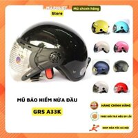 Mũ bảo hiểm nửa đầu GRS A33k màu đen bóng, nón bảo hiểm có kính đủ màu hàng chính hãng