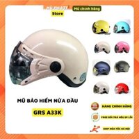 Mũ bảo hiểm nửa đầu GRS A33k màu sữa bóng, nón bảo hiểm có kính đủ màu hàng chính hãng