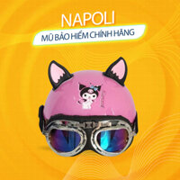 Mũ bảo hiểm nửa đầu Kuromi cho người lớn cao cấp, nón bảo hiểm 1/2 gắn kính phi công có tem CR