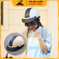 Mũ bảo hiểm nửa đầu lưỡi trai Vespa Phối Da 3 lớp cao cấp màu kem nhám,nón bảo hiểm 1/2 có khoét sau cho nữ.