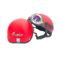 Mũ Bảo Hiểm Nửa Đầu Màu Đỏ Nhám Kèm Kính Thời Trang  ABC ONE