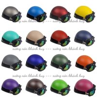 Mũ Bảo Hiểm Nữa Đầu - Mẫu Đua Ngựa Không Mỏ + Kính Phi Công 18 Màu - SÀNH ĐIỆU-AN TOÀN-ĐẠT CHUẨN