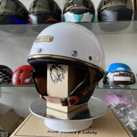 Mũ bảo hiểm nửa đầu Napoli Pug vintage cực đẹp, chính hãng bảo hành 1 năm - Trắng