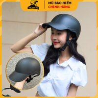 Mũ bảo hiểm nửa đầu Napoli lưỡi trai liền màu đen,nón bảo hiểm kết cứng,kiểu dáng nón sơn cho nam nữ