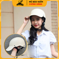 Mũ bảo hiểm nửa đầu Napoli lưỡi trai liền màu kem,nón bảo hiểm kết cứng,kiểu dáng nón sơn cho nam nữ