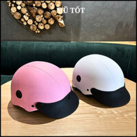 Mũ Bảo Hiểm Nửa Đầu - Phủ Vân Cacbon Cao Cấp - Đệm Lót Dày Mịn - Khóa Đồng  - Bảo Hành 12 Tháng