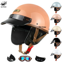 Mũ Bảo Hiểm Nửa Đầu PUG VARO Phong Cách Retro Kèm Lưỡi Trai Đức Có Ốp Da Cao Cấp