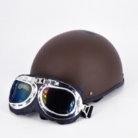 Mũ bảo hiểm nửa đầu SRT tem kèm kính chống bụi UV400 - Nón 12 đầu tem thời trang - Mũkính phi công màu ngẫu nhiên