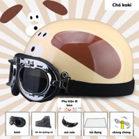 Mũ bảo hiểm nửa đầu tặng kính phi công, nón thể thao họa tiết dể thương NBH005