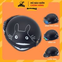 Mũ bảo hiểm nửa đầu Totoro màu đen_nón bảo hiểm thời trang cute,có kính uv phi công,free size cho nam nữ,bảo hành 1 năm