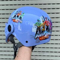 Mũ bảo hiểm nửa đầu trẻ em SRT kính càng siêu nhân xanh xám từ 5-9 tuổi