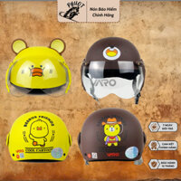 Mũ Bảo Hiểm Nửa Đầu Trẻ Em Kính Càng Tem Gà Con, Gấu Nâu - Nón Bảo Hiểm Cho Bé An Toàn - chính hãnġ