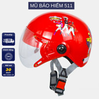 Mũ bảo hiểm nửa đầu trẻ em VARO siêu nhân đỏ kính càng từ 5-9 tuổi