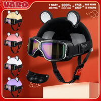 Mũ Bảo Hiểm Nửa Đầu Varo Trơn Gắn Kính Phi Công Tặng Tai Chuột, Nón Phi Công Cao Cấp Varohelmet