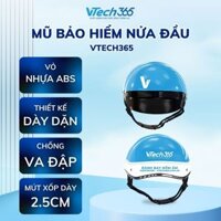 Mũ Bảo Hiểm Nửa Đầu VTech365 Chính Hãng Vỏ Nhựa ABS Dày Dặn Chống Va Đập Mút Xốp Dày 2.5cm