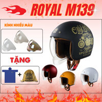 Mũ Bảo Hiểm Royal M139 Kính Âm Trơn tặng Áo Mưa Royal + túi