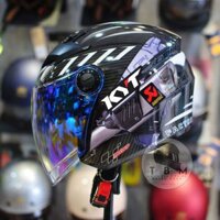 Mũ bảo hiểm Royal M268 + Tem KYT Moto Đen+Kính Revo đi đêm ngày